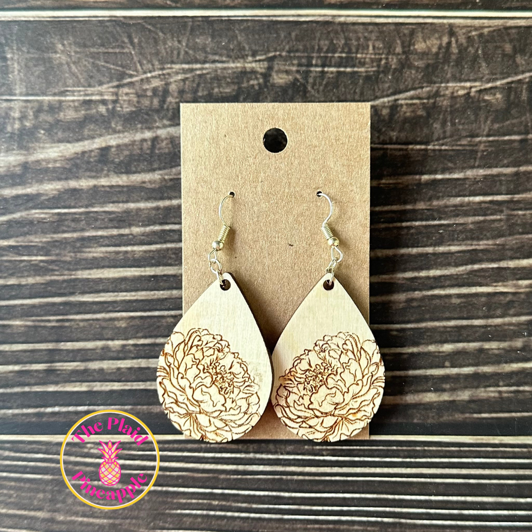 Earrings - Teardrop Peony