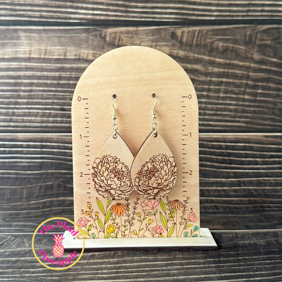 Earrings - Teardrop Peony