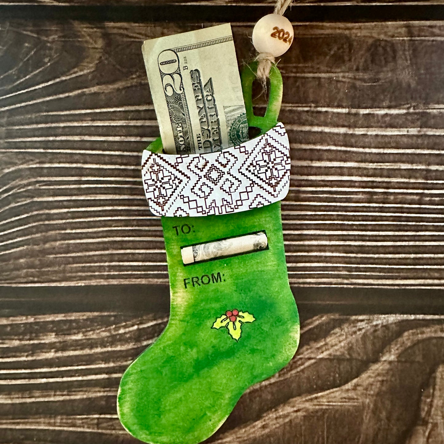 Christmas Stocking Money Holder Ornament