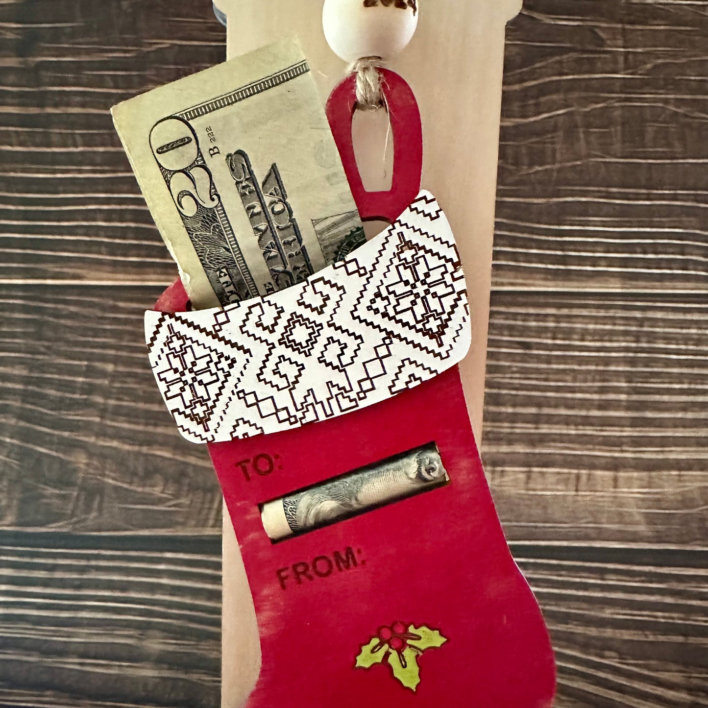 Christmas Stocking Money Holder Ornament