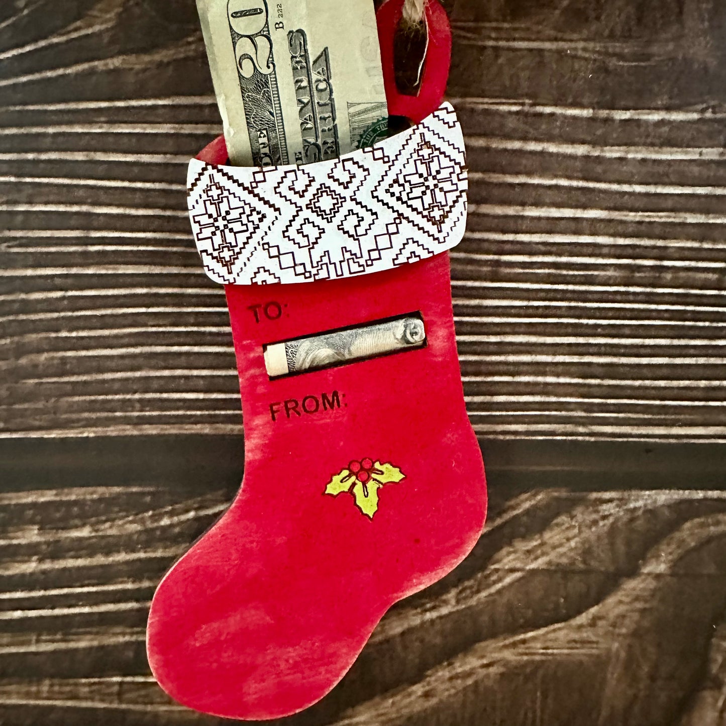 Christmas Stocking Money Holder Ornament