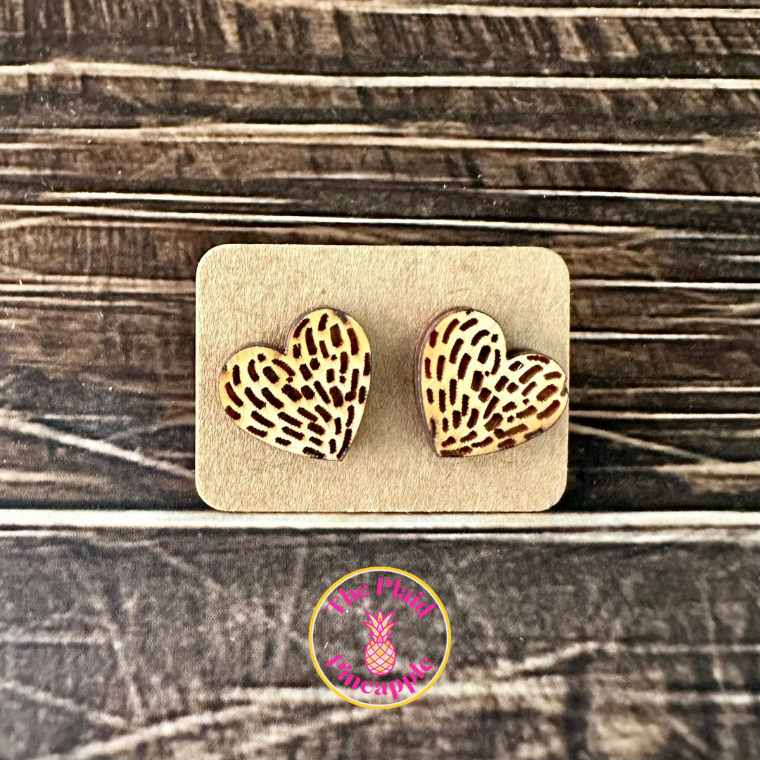 Earrings - Heart Animal Print