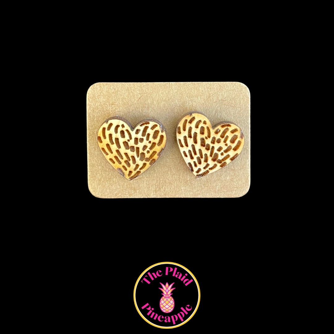 Earrings - Heart Animal Print